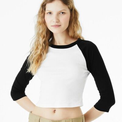 Women's Micro Rib Three-Quarter Raglan Sleeve Baby Tee Thumbnail